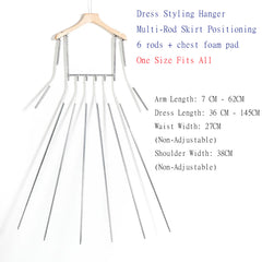 Dress Photography Hanger with 6 Rods for Skirt Pleat Positioning