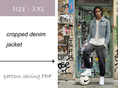 Chaqueta vaquera corta Patrón de costura PDF Descarga digital DIY talla 3XL