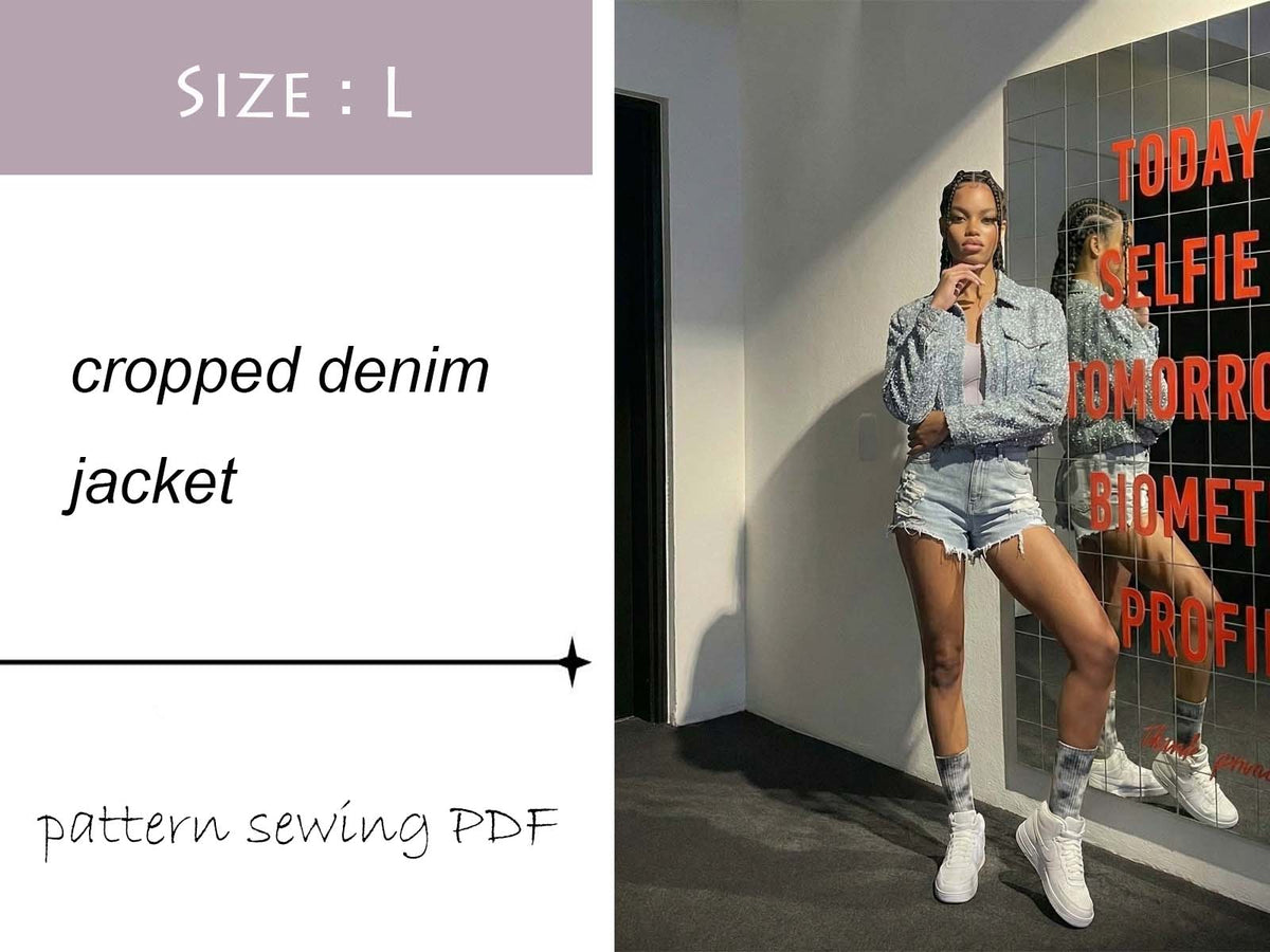 Chaqueta vaquera corta Patrón de costura PDF Descarga digital DIY talla L