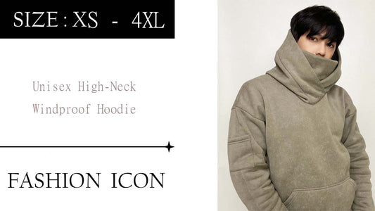 Unisex High-Neck Windproof Hoodie | Thick & Warm | Loose Fit | Sleeve Pocket Design patterns sewing PDF digital goods DIY