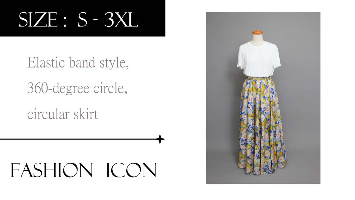 Falda Larga de Cintura Alta con Elástico | Estilo Floral Vintage Vaporoso | Falda Circular 360° PDF Producto Digital DIY