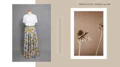 Falda Larga de Cintura Alta con Elástico | Estilo Floral Vintage Vaporoso | Falda Circular 360° PDF Producto Digital DIY