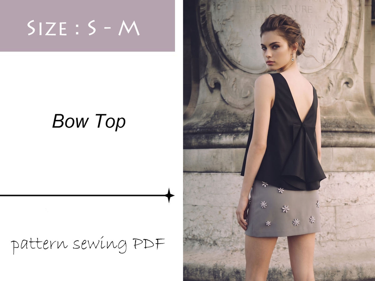 Bow Top PDF Sewing Pattern Digital Download DIY size S-3XL