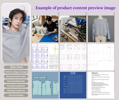 V領荷葉長袖上衣 PDF版型數位下載 DIY 尺寸 S-L